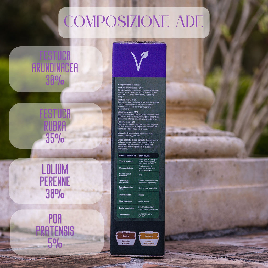 Ade –  Semi Prato di alta qualità - resistente per zone d'ombra